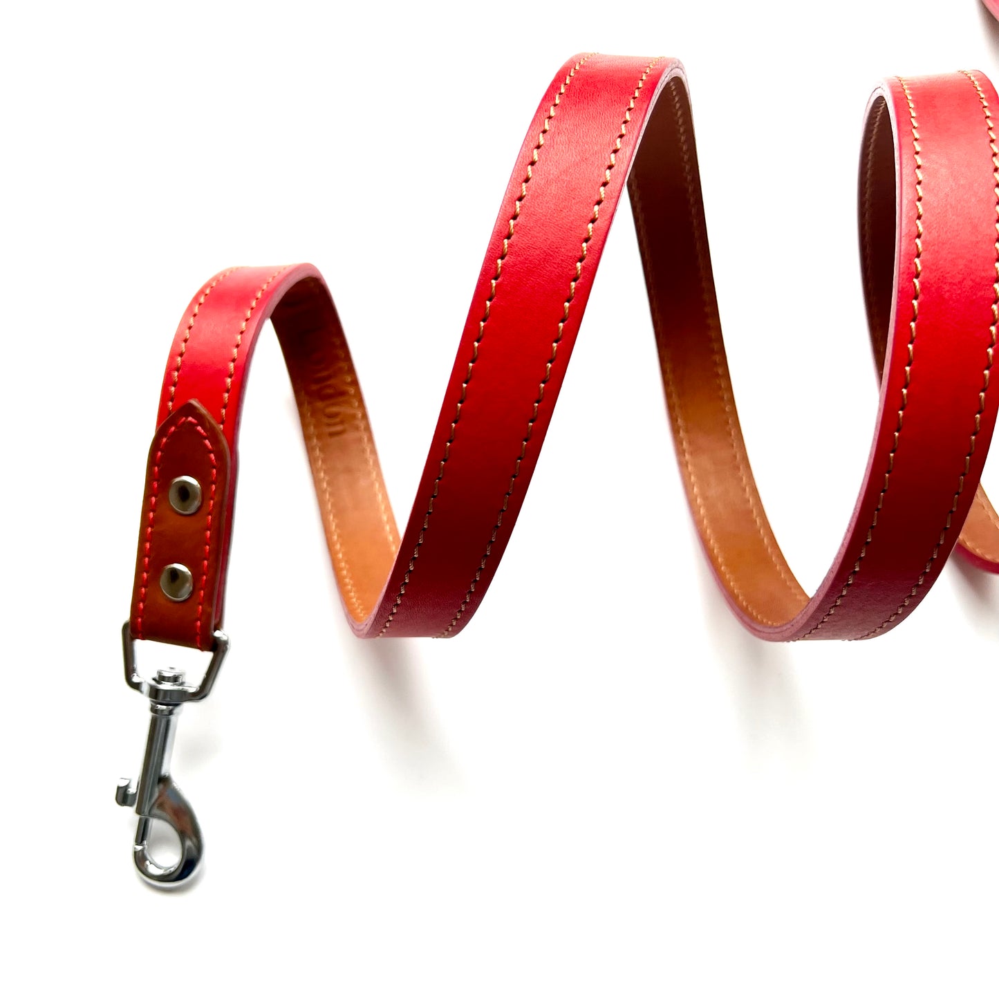 Red Leather Dog Lead