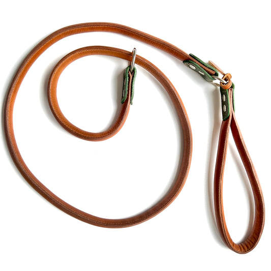 Green Rolled Leather Slip Lead