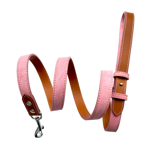 Pink Nubuck Dog Lead
